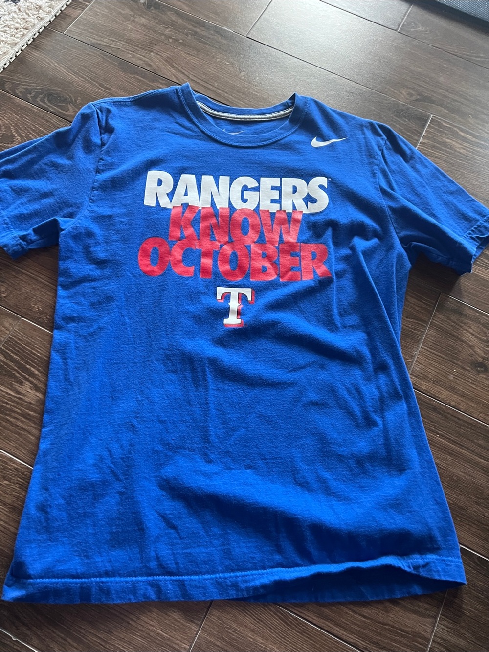 Nike Kids Blue 'Rangers Know October' Tee